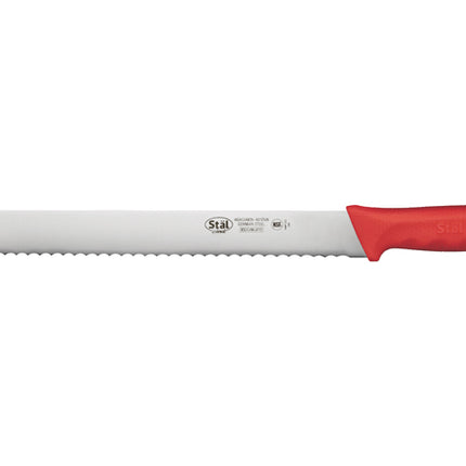 Winco KWP-121R Stäl 12" Straight Bread Knife with Red Handle