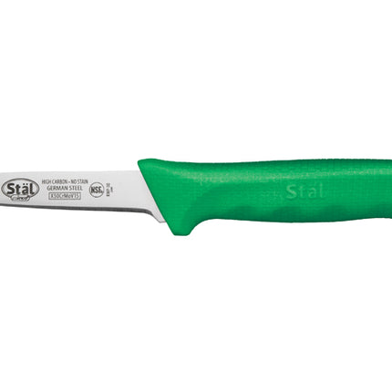 Winco KWP-30G Stäl 3-1/4" Paring Knife with Green Polypropylene Handle, 2-Pack