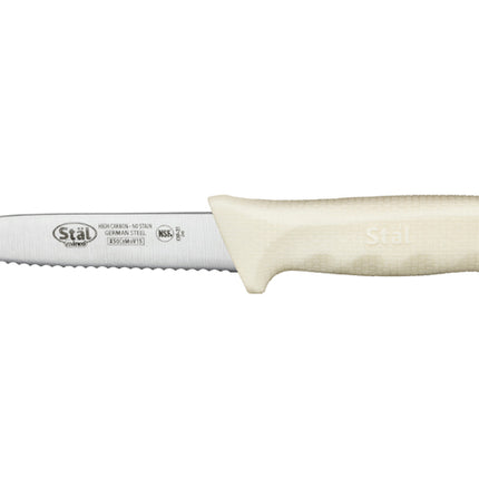 Winco KWP-31 Stäl 3-1/2" Serrated Paring Knife with White Polypropylene Handle, 2-Pack