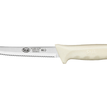 Winco KWP-50 Stäl 5-1/2" Steel Utility Knife with White Handle