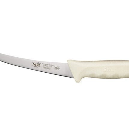 Winco KWP-60 Stäl 6" Curved Boning Knife with White Handle