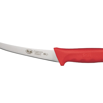 Winco KWP-60R Stäl 6" Curved Boning Knife with Red Handle