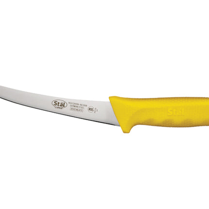 Winco KWP-60Y Stäl 6" Curved Boning Knife with Yellow Handle