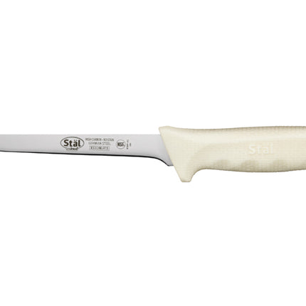 Winco KWP-61 Stäl 6" Straight Boning Knife with White Handle