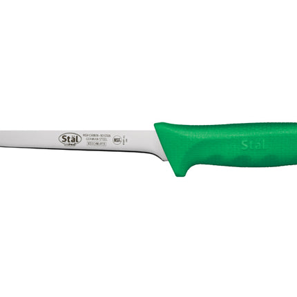 Winco KWP-61G Stäl 6" Straight Boning Knife with Green Handle