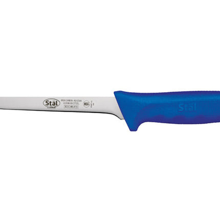 Winco KWP-61U Stäl 6" Straight Boning Knife with Blue Handle