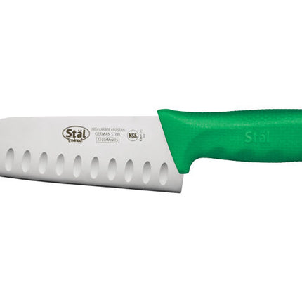 Winco KWP-70G Stäl 7" Santoku Chef Knife with Green Handle