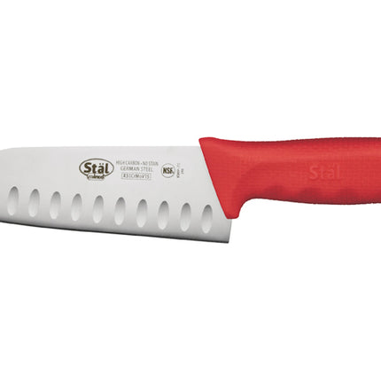 Winco KWP-70R Stäl 7" Santoku Chef Knife with Red Handle