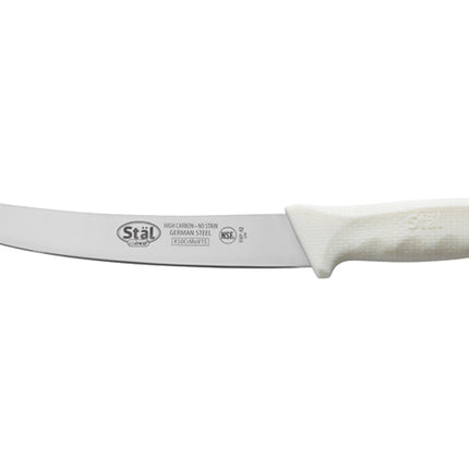 Winco KWP-82 Stal Stamped 8" Breaking Knife with High Carbon German Steel Blade and White Polypropylene Handle