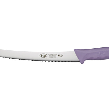 Winco KWP-91P Stäl 9-1/2" Curved Purple Serrated Bread Knife