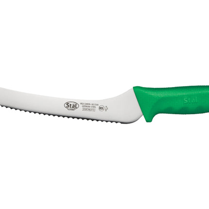 Winco KWP-92G 9" Offset Serrated Bread Knife with Green Handle