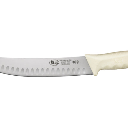 Winco KWP-93 Stäl 9-1/2" Hollow Ground Cimeter Knife with White Polypropylene Handle