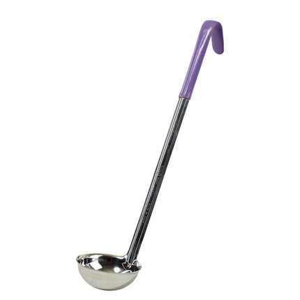 Winco LDC-4P Allergen-Free 4 oz LDC Series One-Piece Stainless Steel Serving Ladle With 12" Purple Handle