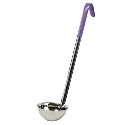 Winco LDC-6P Allergen-Free 6 oz LDC Series One-Piece Stainless Steel Serving Ladle With 12" Purple Handle