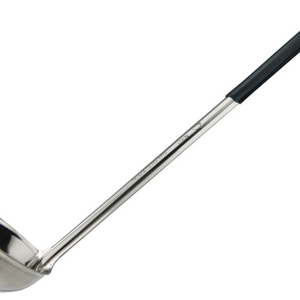 Winco LDCN-4K 4 oz Prime Series One-Piece Stainless Steel Serving Ladle With Black Handle