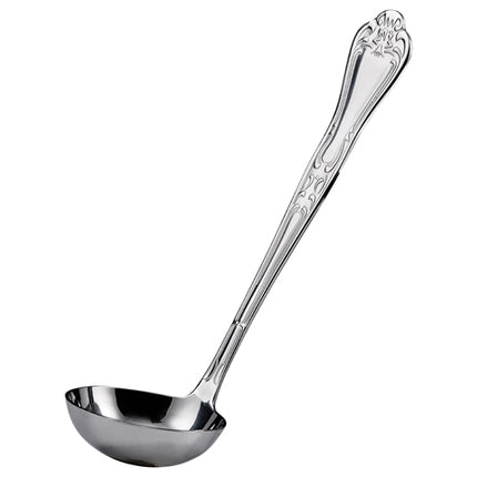 Winco LE-2 Elegance Collection 9" Long 2 oz Heavyweight Mirror-Finish Stainless Steel Serving Ladle