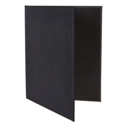 Winco LMD-811BK 8 1/2" x 11" Black Leatherette Two Panel Menu Cover