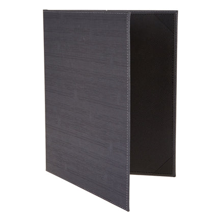 Winco LMD-811GY 8 1/2" x 11" Grey Leatherette Two Panel Menu Cover