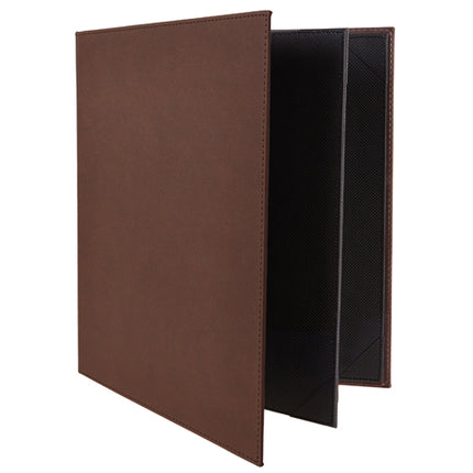 Winco LMF-811BN 8 1/2" x 11" Brown Leatherette Four Panel Menu Cover