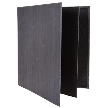 Winco LMF-811GY 8 1/2" x 11" Grey Leatherette Four Panel Menu Cover