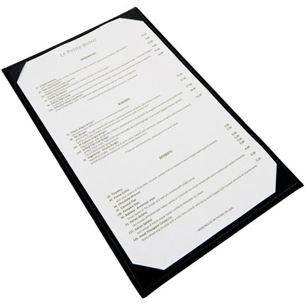 Winco LMS-814BK 8 1/2" x 14" Black Leatherette Single Panel Menu Cover