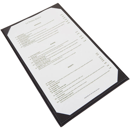 Winco LMS-814GY 8 1/2" x 14" Grey Leatherette Single Panel Menu Cover