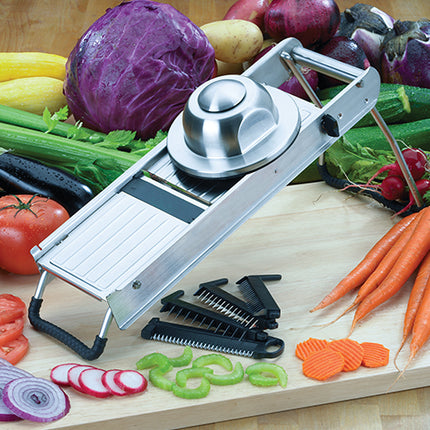 Winco MDL-18 Stainless Steel Mandoline Slicer Set with Built In Blades