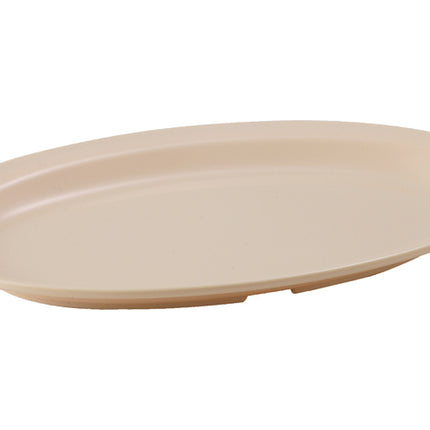 Winco MMPO-138 13" x 8-1/2" Tan Oval Melamine Platters