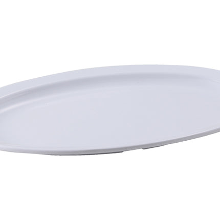 Winco MMPO-138W 13" x 8-1/2" White Oval Melamine Platters