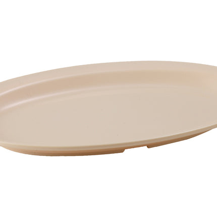 Winco MMPO-139 13 1/8" x 9 1/2" Tan Oval Melamine Platters