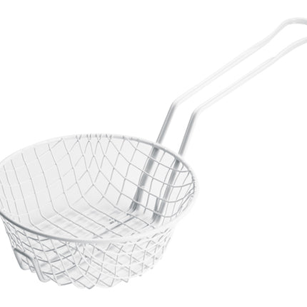 Winco MSBW-08 8" Coarse Mesh Breading Basket with Non-Stick White Plastic Coating