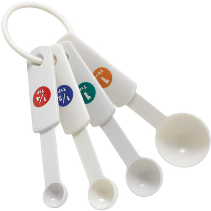 Winco MSPP-4 White Plastic 4 Piece Measuring Spoon Set With Capacity Marking