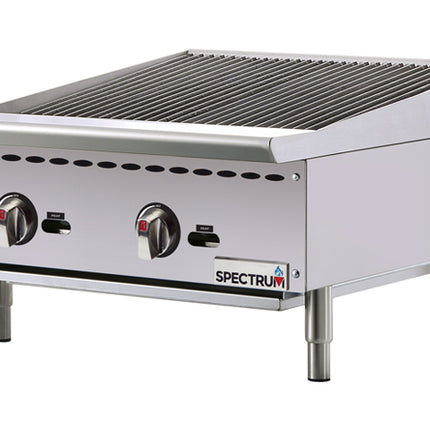Winco NGCB-24R Stainless Steel 24" Spectrum Countertop Gas Charbroiler - 70,000 BTU