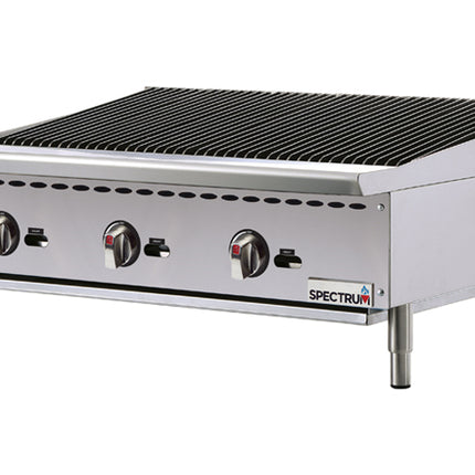 Winco NGCB-36R Stainless Steel 36" Spectrum Countertop Gas Charbroiler - 105,000 BTU