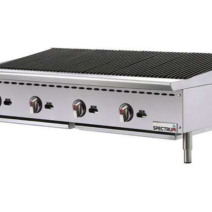 Winco NGCB-48R Stainless Steel 48" Spectrum Countertop Gas Charbroiler - 140,000 BTU