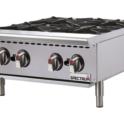 Winco NGHP-4 Spectrum Four Burner Stainless Steel Countertop Gas Hot Plate - 100,000 BTU