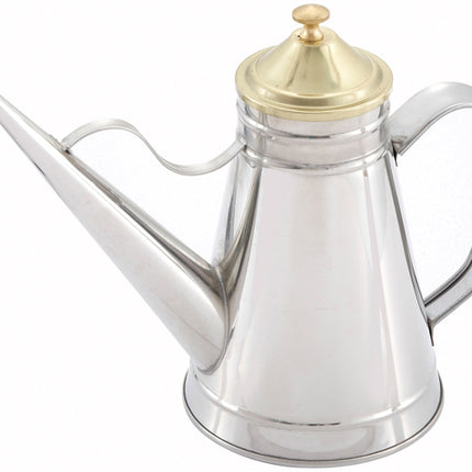 Winco OC-24 24 oz. Oil Can / Cruet with Brass Knob and Cover