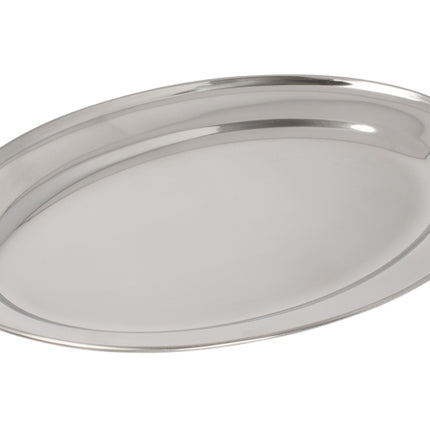 Winco OPL-14 Medium Oval Stainless Steel 14" x 8-3/4" Platter