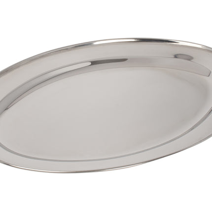 Winco OPL-18 Oval Stainless Steel 18" x 11-1/2" Platter