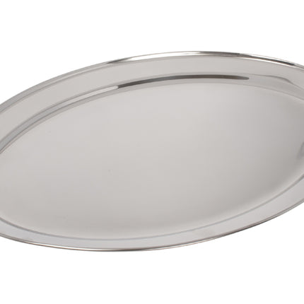 Winco OPL-22 Oval Stainless Steel 21-3/4" x 14-1/2" Platter