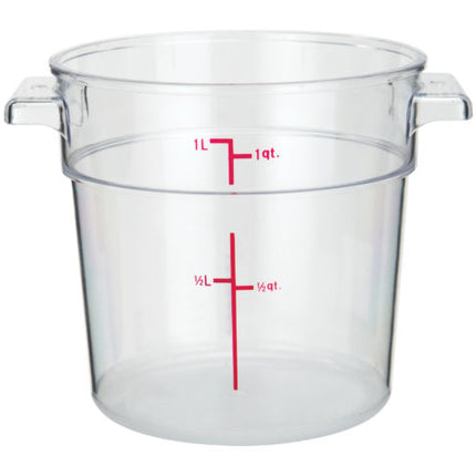 Winco PCRC-1 1 Qt. Clear Round Food Storage Container