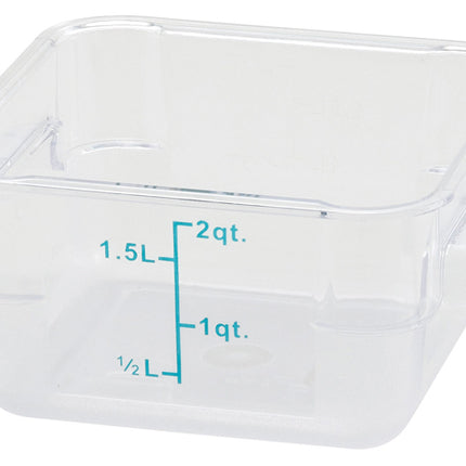 Winco PCSC-2C 2 Qt. Clear Square Polycarbonate Food Storage Container with Blue Gradations