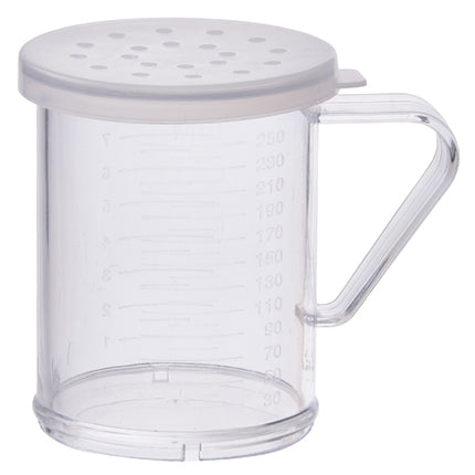 Winco PDG-10CL 10 Oz. Clear Polycarbonate Dredge with Large Hole Snap-On Lid