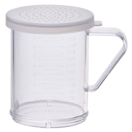 Winco PDG-10CM 10 Oz. Clear Polycarbonate Dredge with Medium Hole Snap-On Lid