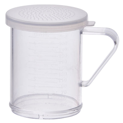 Winco PDG-10CS 10 Oz. Clear Polycarbonate Dredge with Small Hole Snap-On Lid