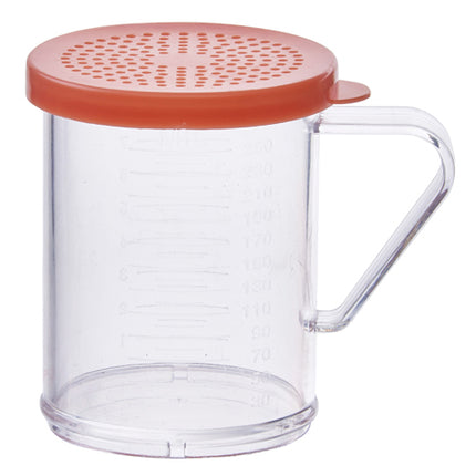 Winco PDG-10R 10 Oz. Clear Polycarbonate Dredge with Snap-On Rose Lid