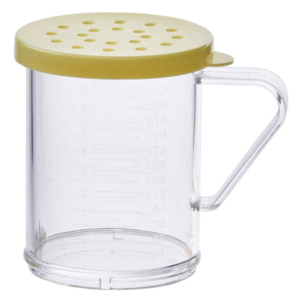 Winco PDG-10Y 10 Oz. Clear Polycarbonate Dredge with Snap-On Yellow Lid