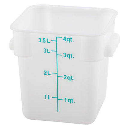 Winco PESC-4 4 Qt. White Square Food Storage Container