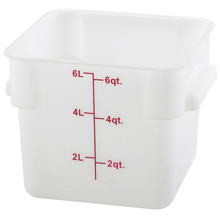 Winco PESC-6 6 Qt. White Square Food Storage Container