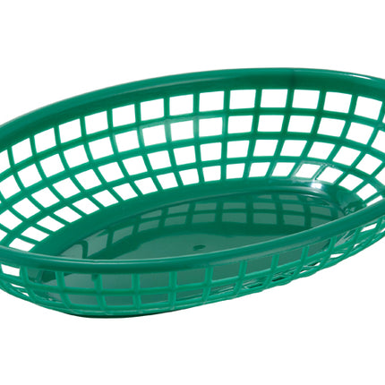 Winco PFB-10G 9 1/2" Green Premium Oval Fast Food Basket